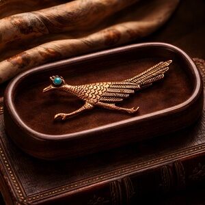 1960's Vintage Solid Copper "Roadrunner" Brooch